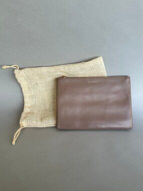 St. John leather tote clutch bag, taupe